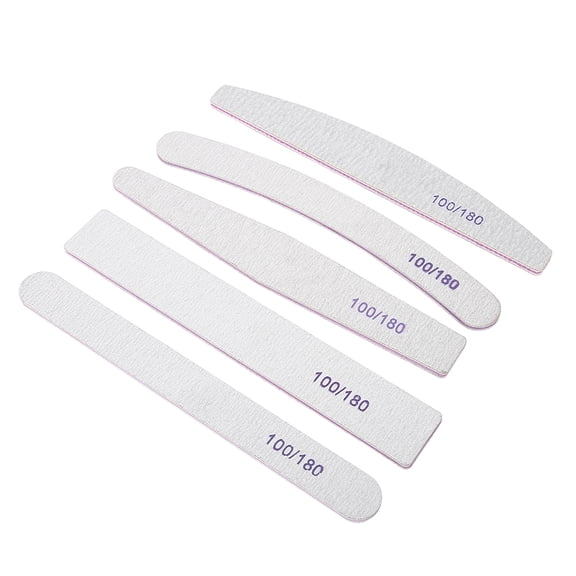 LAZIOEGR 5-Piece Professional Double-Sided Emery Board Nail File Set for Shaping and Buffing, Assorted Shapes, Manicure Tool for Natural and Acrylic Nails (7.1 in / 18 cm)