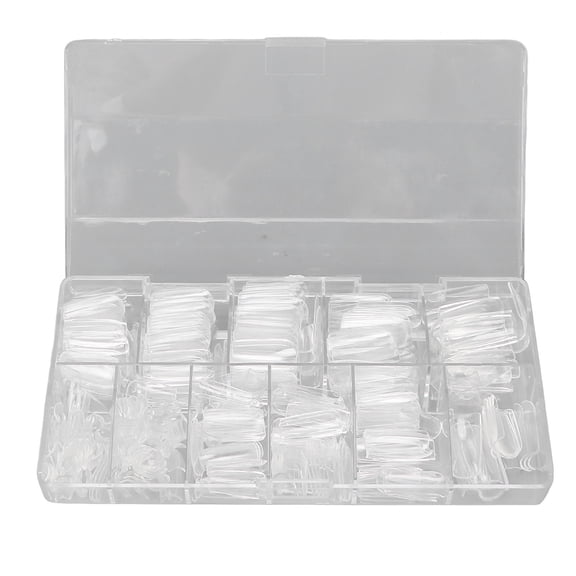 LAZIOEGR 500-Piece Transparent Nail Tips - DIY Fake Nails with Storage Box for Home & Salon, Eco-Friendly Plastic