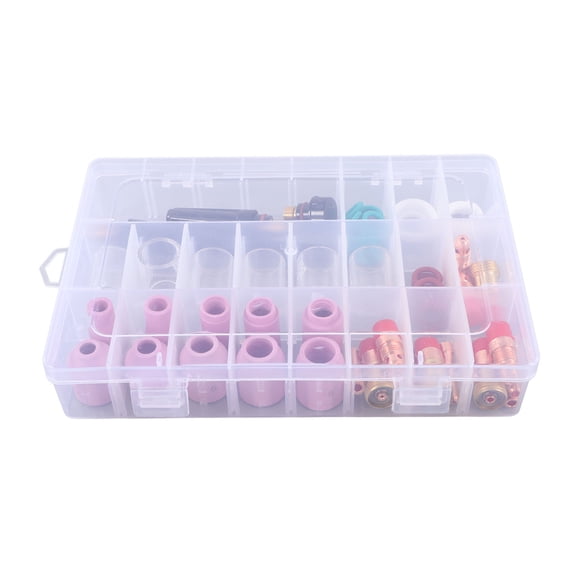 LAZIOEGR 55 Pcs TIG Welding Consumables Kit Ceramic Nozzle Glass Cup Torch Accessory for WP-17 WP-18 WP-26 Heat Resistant Replacement Parts (10 inches / 25.4 cm)