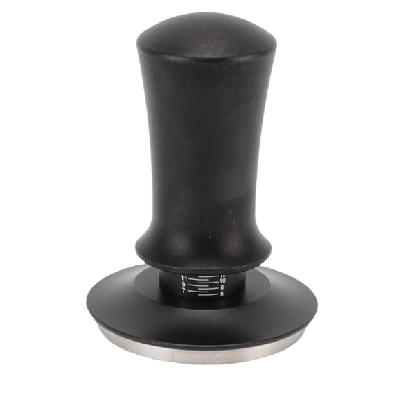 LAZIOEGR 58mm Stainless Steel Coffee Tamper - Black, with Built-in Scale, Auto-Height Adjustment, and Constant Pressure Design