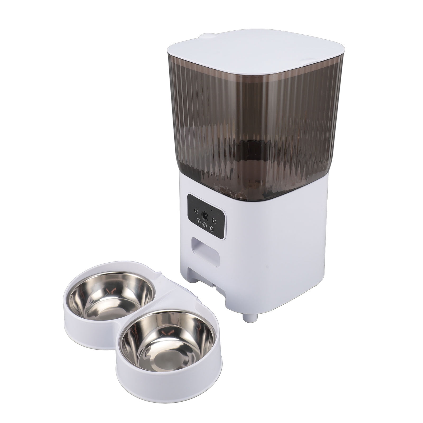 LAZIOEGR 5L Automatic Pet Feeder Smart Cat Dog Food Dispenser Stainless Steel Double Bowl with Camera 1080P WiFi App Control (9.84 x 7.87 inches / 25 x 20 cm)