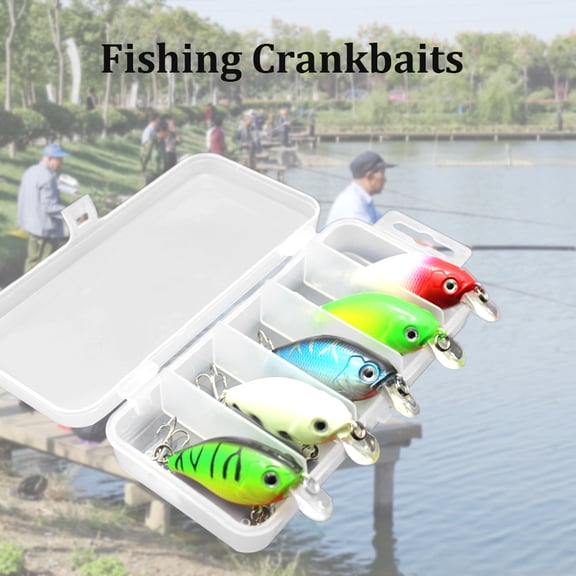 LAZIOEGR 5pcs Fishing Lures Hard Baits Crankbaits in Storage Box Set 2.2 inches / 5.5 cm