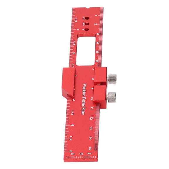 LAZIOEGR 6 Inch / 15.24 cm Woodworking Ruler Adjustable Sliding Stop Aluminum Alloy Pocket Ruler Marking Locating Measuring Tool for Crafters Builders DIYers Professionals Precision Layouts Tool