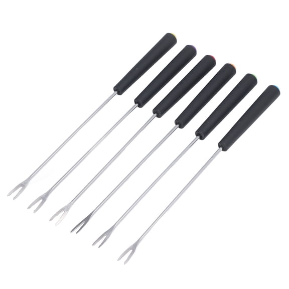 LAZIOEGR 6 Pcs Stainless Steel Fondue Forks Set with Heat-Resistant PP Handles, Corrosion Resistant Long Dipping Forks for Cheese, Chocolate, Fruits, and Cake Desserts (9.1 inches / 23.1 cm)