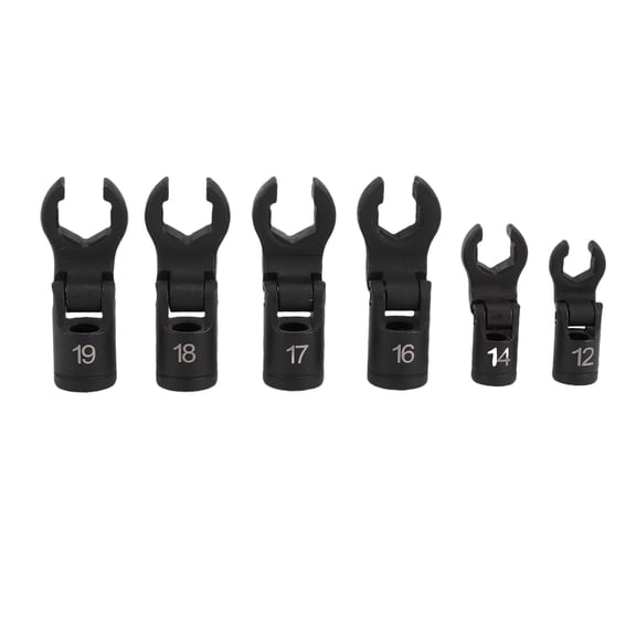 LAZIOEGR 6-Piece Flexible Head Fuel Line Wrench Set (12-19mm / 0.47-0.75 inches), 3/8 & 1/2 Inch Drive