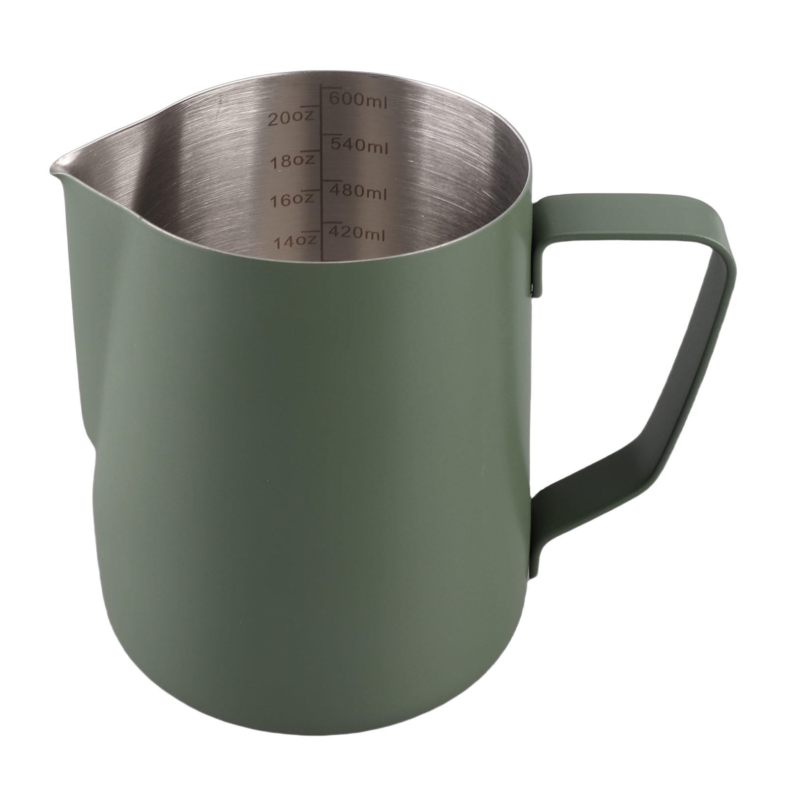 LAZIOEGR 600ML 304 Stainless Steel Coffee Frothing Pitcher with Inner Scale & Pointed Mouth for Latte Art
