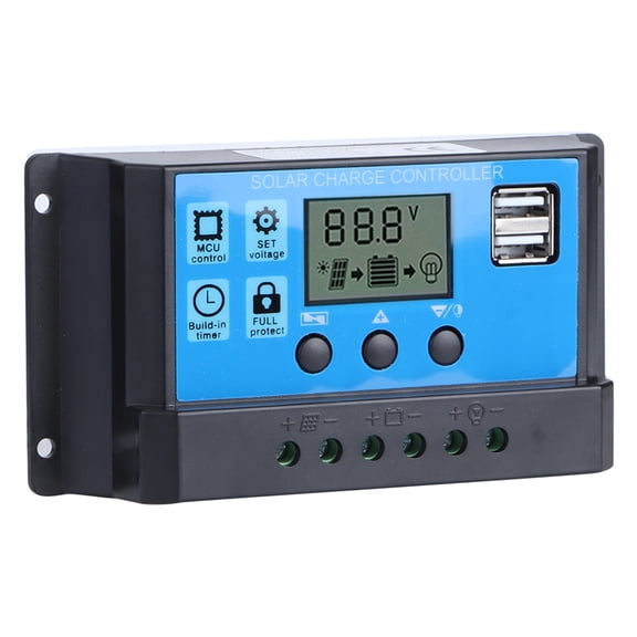 LAZIOEGR 60A Solar Charge Controller with Dual USB Port 5V Auto PWM LCD Display Solar Panel Battery Regulator