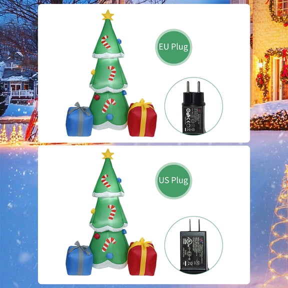 LAZIOEGR 6FT Christmas Inflatables Xmas Tree with Gift Boxes Prelit LED Blow Up Yard Decoration with Fixed Stakes Tethers, 1.8m / 5.9ft Holiday Garden Decor (EU Plug)