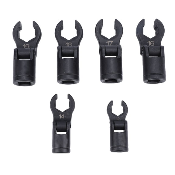 LAZIOEGR 6PCS Crows Foot Wrench Set, 1/2 and 3/8 Inch Drive 6 Point Socket Flexible Head Fuel Line Wrenches, Premium CrV Steel Hand Tools for Automotive Repair, 12-19mm Opening (9.45 in / 24 cm)