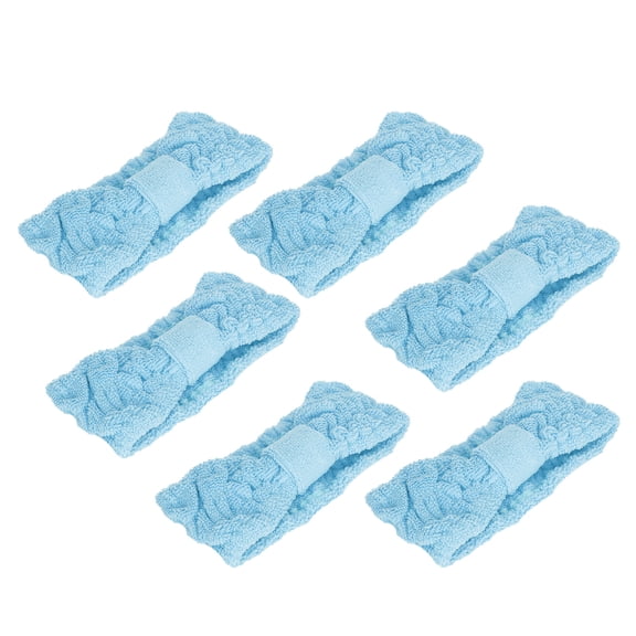 LAZIOEGR 6PCS Microfiber Spa Headbands Soft Elastic Bowknot Hair Bands for Makeup Face Washing Sports Supplies, Light Blue (3.2 x 6.7 inches / 8 x 17 cm)