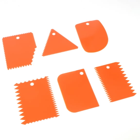 LAZIOEGR 6Pcs Orange Plastic Clay Scraper Handle Carved Soft Clay Sculpture DIY Tool Set for Pottery Ceramics and Fine Handicrafts (4.8 inches / 12.2 cm)