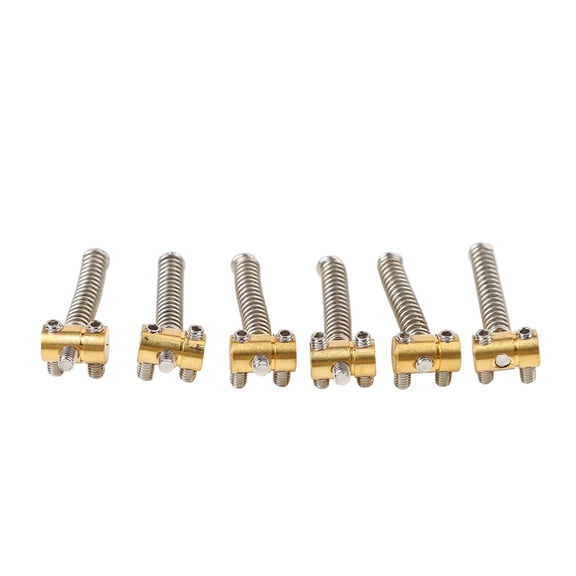 LAZIOEGR 6Pcs Premium Brass Saddles Set for TL Tailpiece Telecaster Electric Guitar Replacement Parts, Precision Machined String Bridge Upgrade Accessories for Enhanced Tone and Sustain, Gold