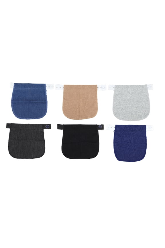 6pcs Adjust Maternity Pants Extender 6 Colors Soft Nylon Pregnancy Waistband Extender with Buttons for Daily Use (5.51 inches / 14 cm)