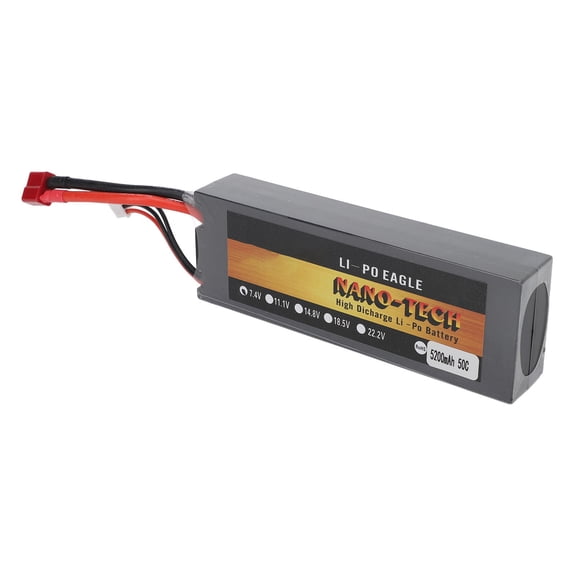 LAZIOEGR 7.4V Lipo Battery 5200mAh 2S 50C Hard Case Lithium Polymer Pack with T Plug for 1/8 and 1/10 Scale RC Cars and Trucks, High Performance Rechargeable Cell (7.09 inches / 18 cm)