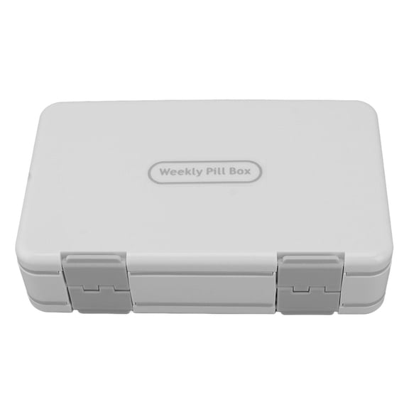 LAZIOEGR 7‑Day Double‑Layer Pill Organizer, 24‑Cell Sealed Box with Time Labels, Portable White Medicine Container for Seniors