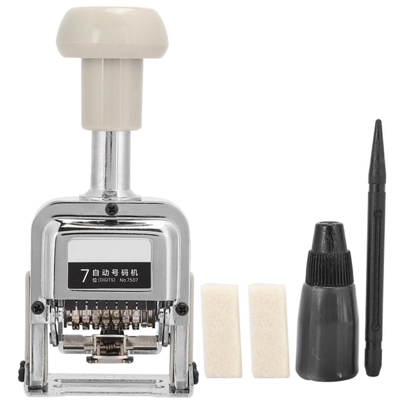 LAZIOEGR 7Digit Automatic Numbering Machine Precision Stamping, AutoInk & Code Skipping, Locking Switch, Easy Install, Ideal for Office & School