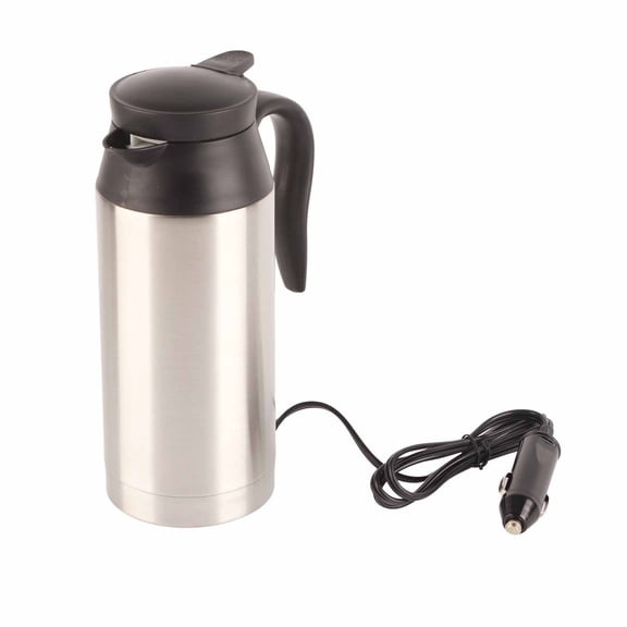 LAZIOEGR 750ML Stainless Steel Car Electric Kettle Coffee Tea Maker 12V Thermos Water Heating Cup for Travel RV Camping