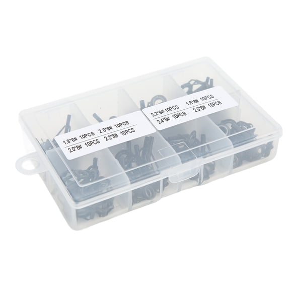 LAZIOEGR 80pcs Ceramic and Stainless Steel Fishing Rod Part Tip Tops Guides Ring Kit Set, Premium Heavy Duty Fishing Pole Eyelets Replacement Repair Set (4.72x3.15x1.18 in / 12x8x3 cm)