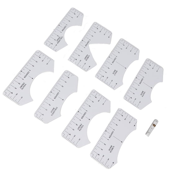 LAZIOEGR 9Pcs Alignment Ruler Set Centering Guide Contour Design DIY T-Shirt Round-Neck V-Neck Sewing Ruler Crafting Tool Kit for Adults Youth & Children