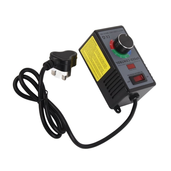 LAZIOEGR AC Motor Speed Controller 0-Output Variable Fan Speed Regulator with Overload Protection 10A 220V for Industrial Equipment (15.00 inches / 38.1 cm) - UK Plug