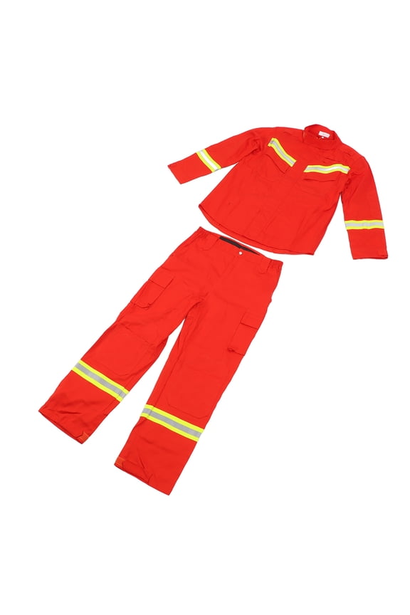 Adult Firefighter Rescue Suit Flame Retardant Gear, Two-Piece Protective Clothing Set for Firefighting Emergency Relief, Unisex Workwear Overalls Coveralls, Size L (175cm / 68.9 inches)