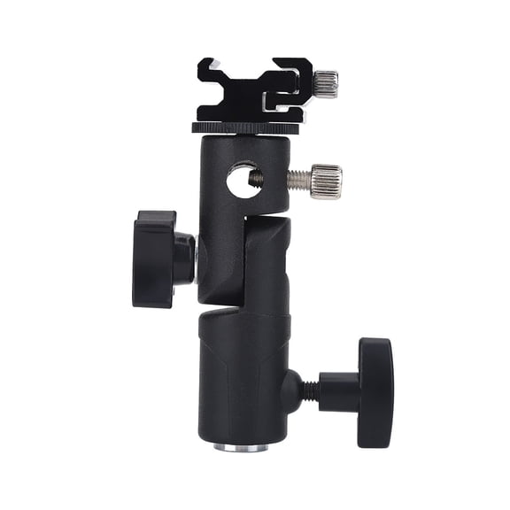 LAZIOEGR Aluminum Alloy E Type Camera Flash Stand Bracket Adjustable Hot Shoe Mount Adapter with Umbrella Holder for DSLR Light Stand Tripod (4.33 inches / 11 cm)