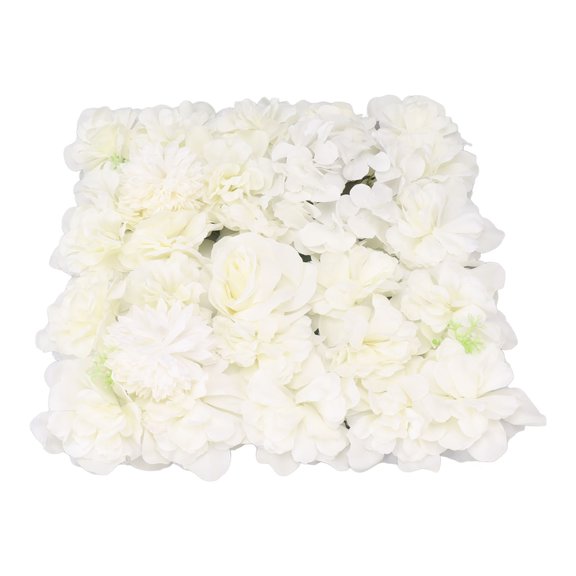 LAZIOEGR Artificial Flower Wall Panels Simulation Silk Rose Decor for Wedding Party Stage Background 15x15in White