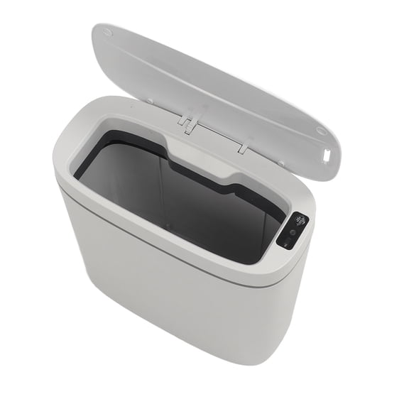 LAZIOEGR Automatic Trash Can Multipurpose Motion Sensor 3 Modes Smart Garbage Bin with Lid for Bathroom Kitchen 14L Capacity, White Finish, 13.38 inches / 34 cm Length, Touchless Open