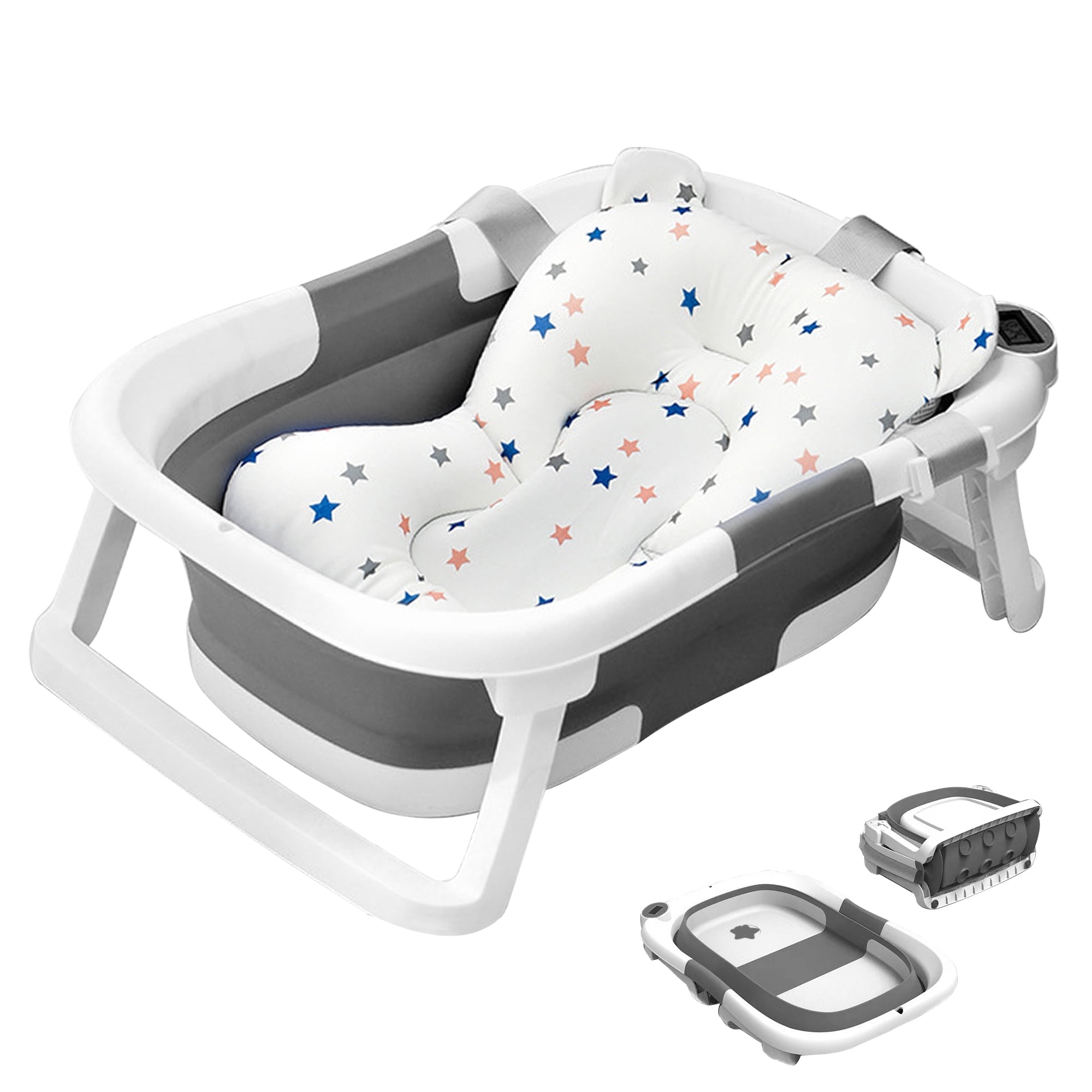 LAZIOEGR Baby Bathtub Collapsible Bathtub for Newborn, Portable Bathtub, Gray
