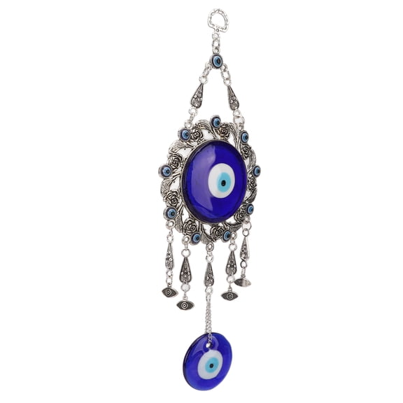 LAZIOEGR Blue Eye Wall Hanging Ornament Unique Pendant Hollow Flowers Turkish Lucky Wall Ornament for Home Office, 11 inches / 27.9 cm