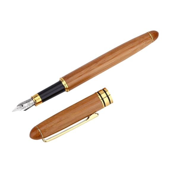 LAZIOEGR Calligraphy Art Pen Broad Stub Nib Tip Writing Gothic Arabic Italic (0.7mm / 0.02 inches) Bamboo Plywood Handle Piston Style Ink Reservoir Office Stationery