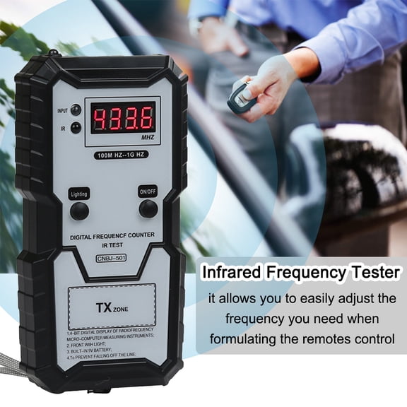 LAZIOEGR Car Keys Infrared Frequency Tester 100M-1GHZ 4-bit Digital Electronic Remote Frequence Counter Test Instrument Tool with LED Illumination Function for Auto Key Repair