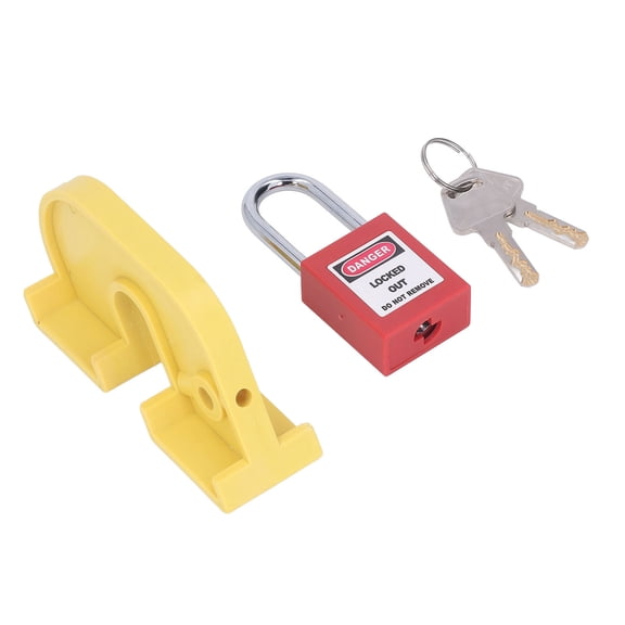 LAZIOEGR Circuit Breaker Lockout with 38mm Safety Padlock 2 Keys Wear Resistant Industrial Electrical Safety Tool, 1 Count