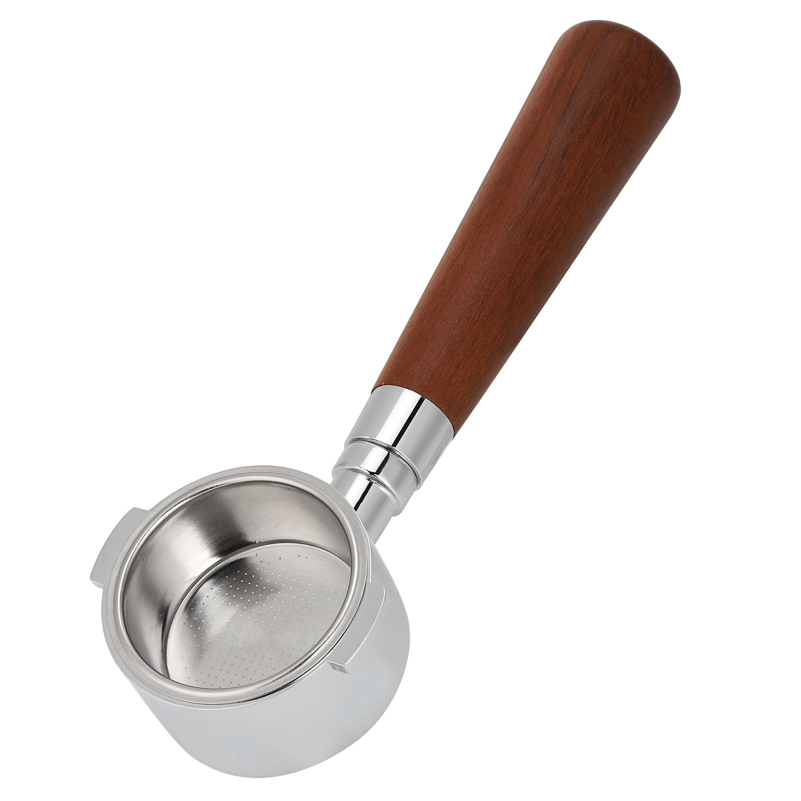 LAZIOEGR Coffee Bottomless Portafilter Filter Handle Replacement 51mm (2 inches) 304 Stainless Steel Wood Accessories Fit for Delonghi Machine