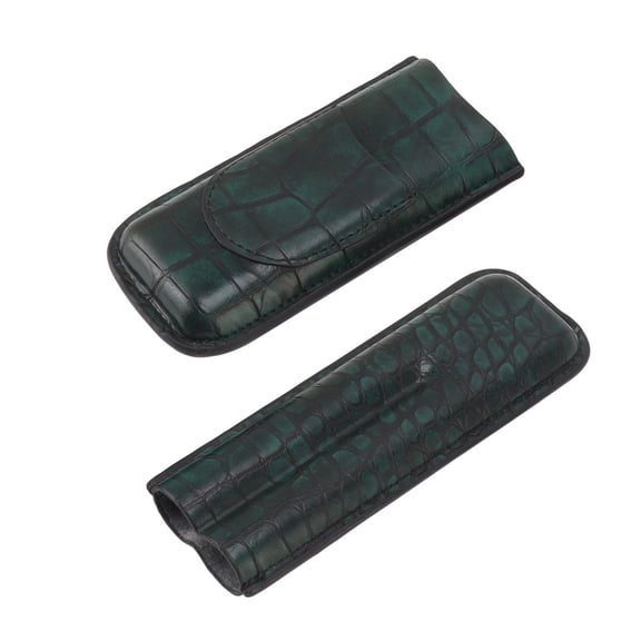 LAZIOEGR Compact 2Finger Cigar Case  Soft Artificial Leather, Pocket for Cutter, Ideal Gift for Men, Portable & Durable