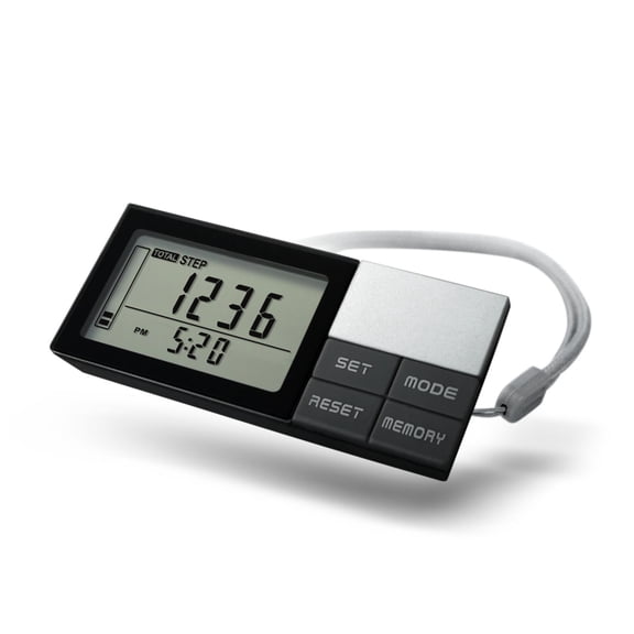 LAZIOEGR Compact Pedometer with Lanyard  7Day Memory, LCD Display, Steps, Calories, Distance (Miles/Km), Long Battery Life