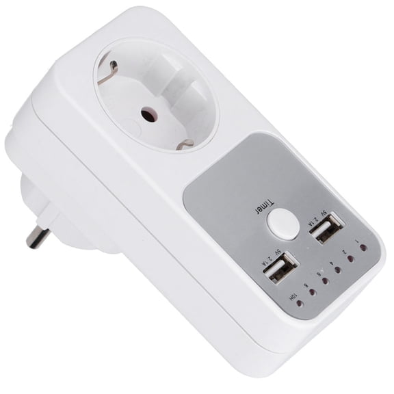 LAZIOEGR Countdown Timer Socket with USB Port, 1-10 Hours Digital Smart Countdown Outlet Switch for Charger Phone and Computer (EU Plug, 4.3 inches / 10.9 cm)
