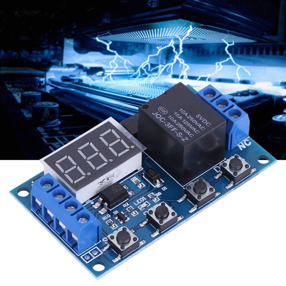 LAZIOEGR DC 6V to 30V Trigger Delay On/Off Cycle Timer Relay Switch Module with Digit LED Display, Micro USB 5.0V Power Support, Industrial Anti-Interference Circuit Board for Smart Home Automation