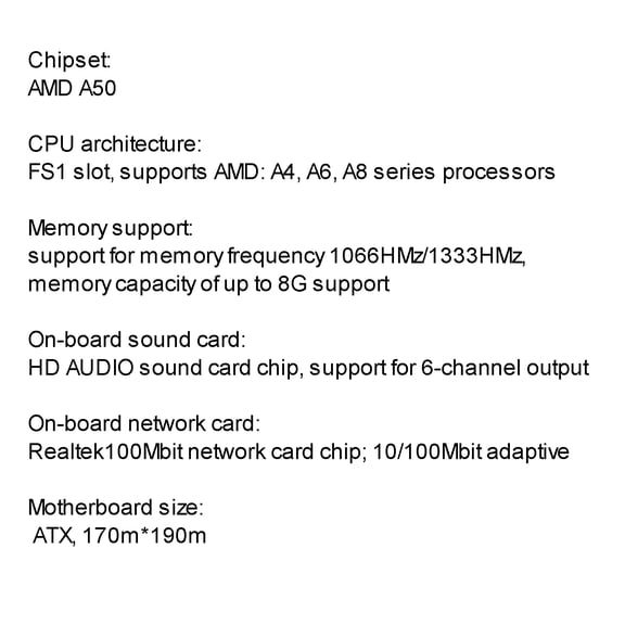 LAZIOEGR DDR3 Computer Motherboard FS1 Socket Support AMD A4, A6, A8 Series Processors Up to 16GB RAM ATX High-Speed Transmission Multi-Interface SATA2.0 High-Clear Audio Solid Capacitors