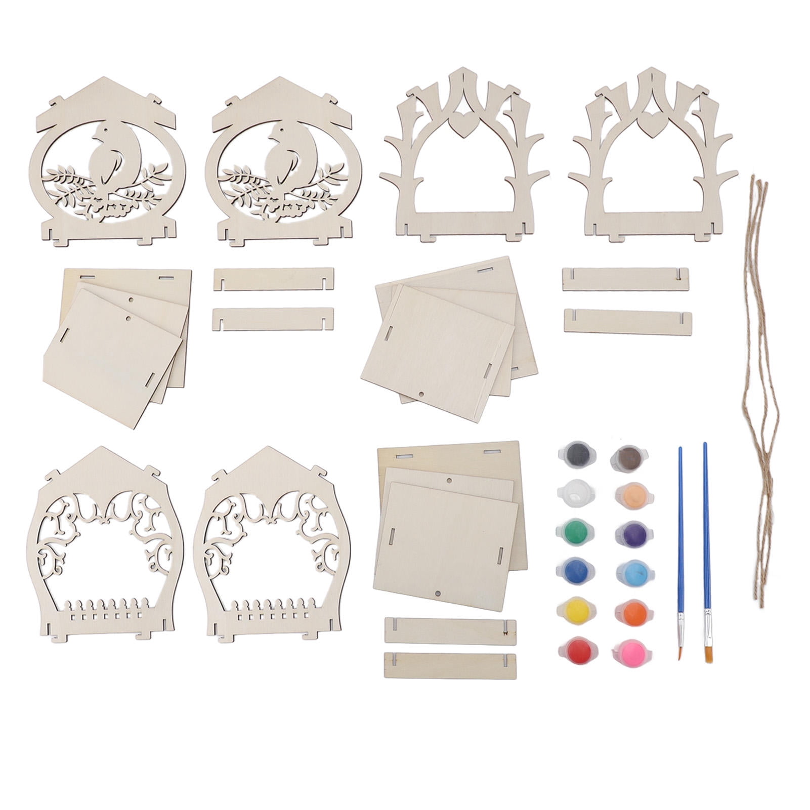 LAZIOEGR DIY Wooden Bird Feeder Kit – Paintable, Hang‑On Birdhouse for Kids, Indoor/Outdoor Use, Holiday Gift Idea