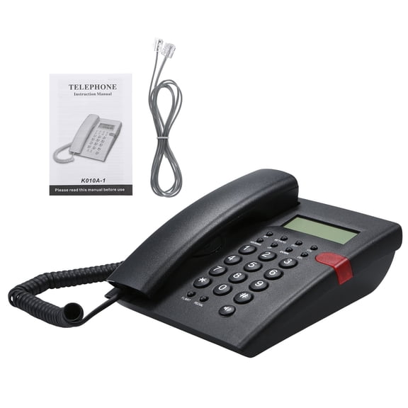 LAZIOEGR Desktop Battery-Free Landline Telephone with Caller Identification, Black, Home Office Corded Phone, 62 Call Memories, 24 Ringtones, FSK/DTMF (8.27 inches / 21 cm)