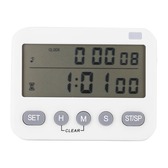 LAZIOEGR Digital Kitchen Timer for Cooking with Dual Screen Display Mute Vibration Alarm Clock Reminder and Magnetic Backing White 3.3x2.6x0.7 inches / 8.4x6.5x1.9 cm