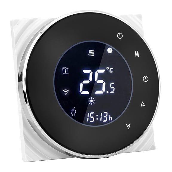 LAZIOEGR Digital LCD Touch Screen Gas Boiler Thermostat Programmable Smart Heating Temperature Control Switch AC 95-240V 5A (3.54 x 1.57 in / 90 x 40 mm)