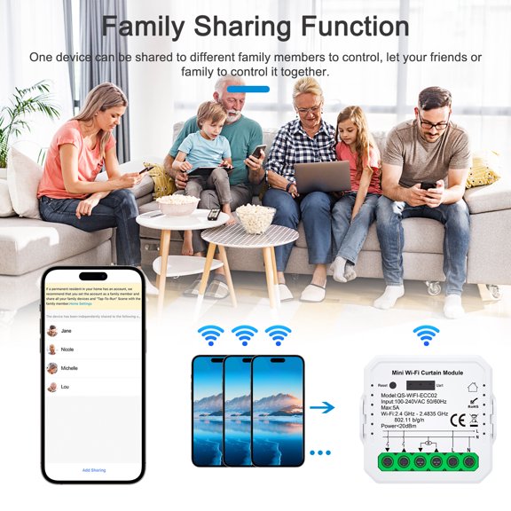 LAZIOEGR Digital Remote Controller RF Module Set, Intelligent Curtain Switch Control (3.70 x 1.73 Inches / 94 x 44 mm)