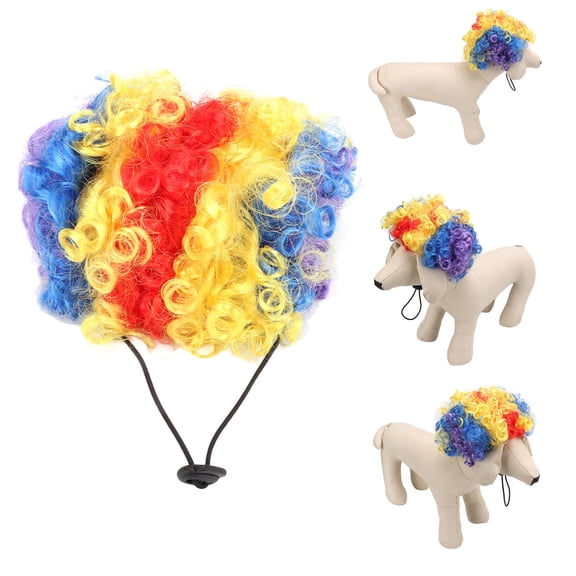 LAZIOEGR Dog Clown Wig with Elastic Collar & Tie EasyOn, HighQuality Nylon, Cute & Unique for Small Dogs & Cats, Perfect Halloween & Party Accessory