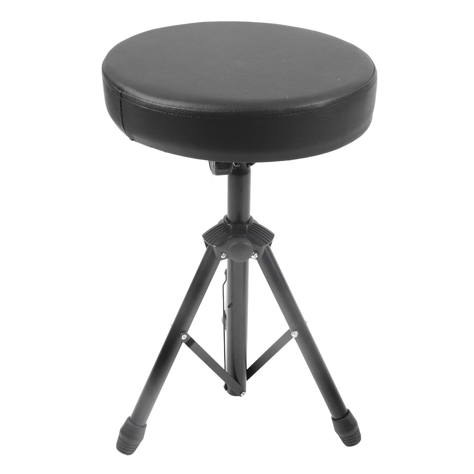 LAZIOEGR Drum Throne Padded Seat Collapsible Rotatable Drumming Stool Adjustable Foldable Music Performance Bench with Double-Braced Stand Accessory for Acoustic Electric Drum Sets, Black