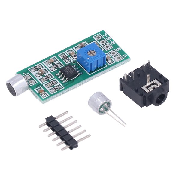 LAZIOEGR Dual Channel Microphone Pickup Module High Sensitivity Sound Detection Board Adjustable Gain Amplifier Circuit Circuitry for Audio Systems 5.00 x 5.00 x 2.00 inches / 12.7 x 12.7 x 5.08 cm