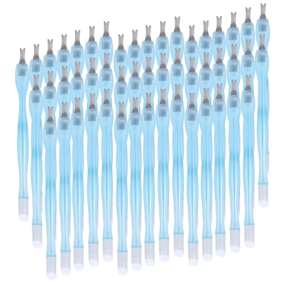 LAZIOEGR DualTip Stainless Steel Nail Cuticle Pusher & Cleaner 50 Pack, Soft Flexible End, VShaped Tip, Durable Plastic Handle
