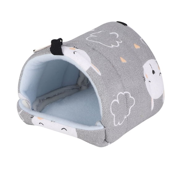 LAZIOEGR Durable Canvas Pet Hanging Bed Hammock for Rat Hamster Squirrel Parrot, Gray Rabbit Pattern Small Animal Cage Accessory, Washable and Cozy Nesting Habitat, 5.5 x 4.7 inches / 14 x 12 cm