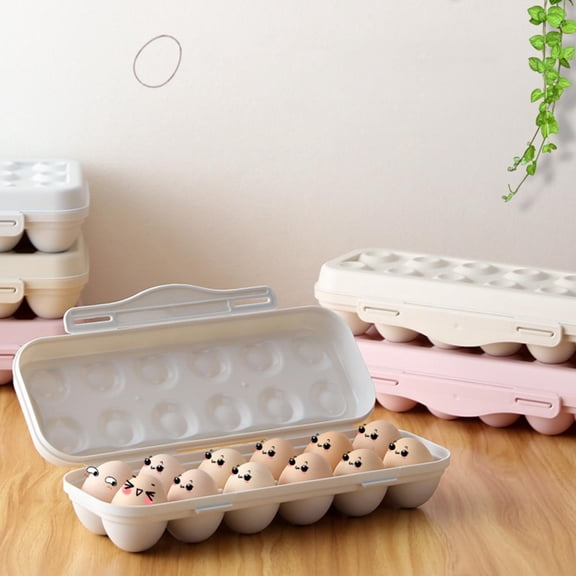 LAZIOEGR Egg Tray Storage Box Case Eggs Holder Container Organizer with Lid for Kitchen Home Fridge, Stackable 12-Grid Gray Egg Carrier, 11.8*4.3*2.6 inches / 30*11*6.5 cm